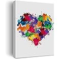 Heart Watercolor Poster Canvas Wall Art for Home/Office/Bedroom Decor - Heart Love Canvas Print Wall Art Painting Ready to Hang Gifts - Easel & Hanging Hook 12x15 Inch