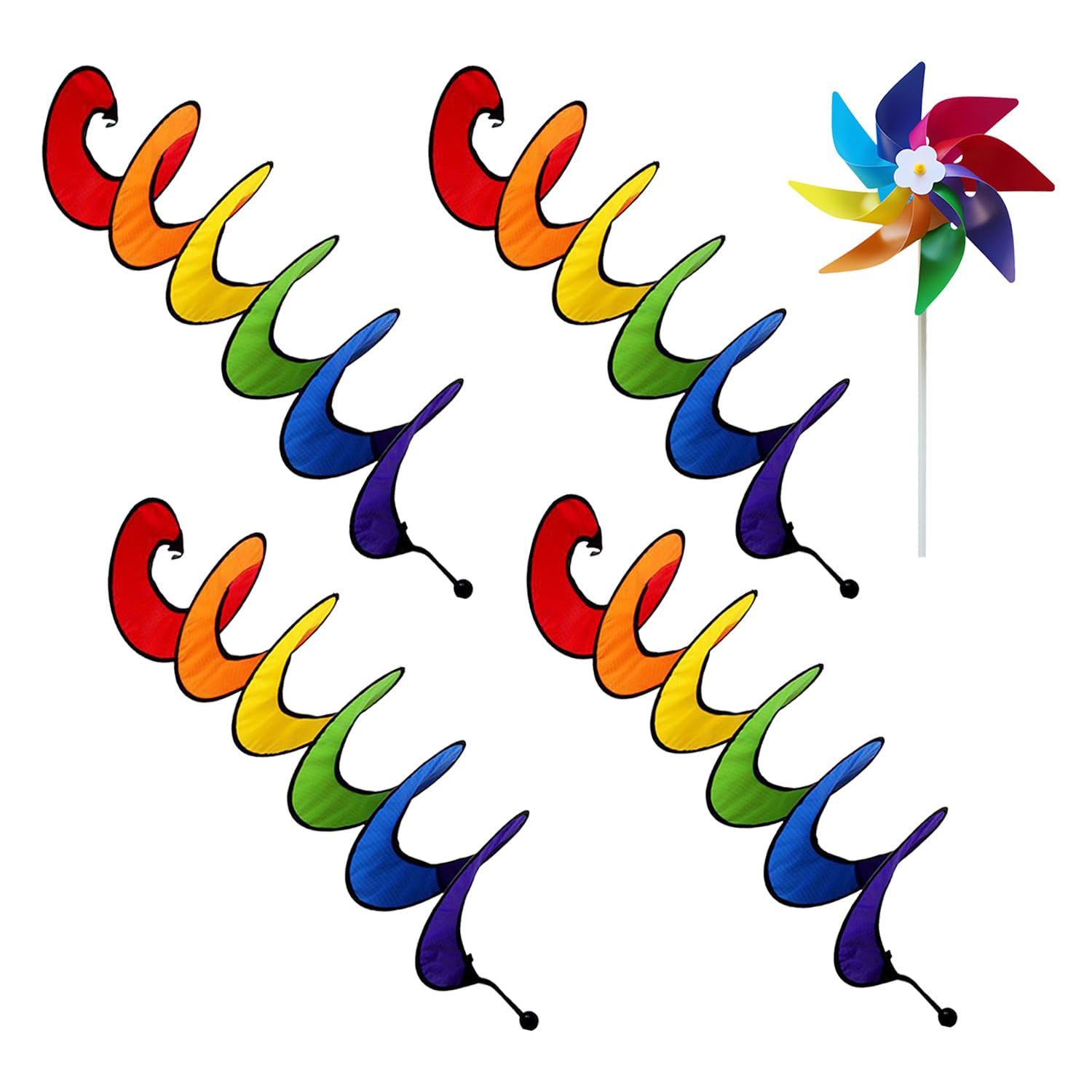 4 Outdoor Garden Rotators, 1 Windmill, Hanging Garden Decorations, Hanging Wind Swivels, Garden Hanging Decorations