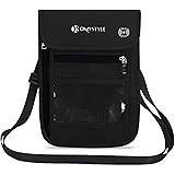 OMYSTYLE Travel Neck Pouch, RFID Passport Holder with Adjustable Neck Strap, Waterproof Neck Wallet for Men & Women to Keep C