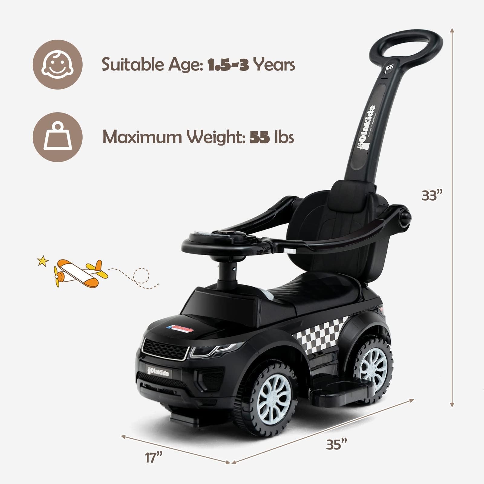 OLAKIDS Ride On Push Car
