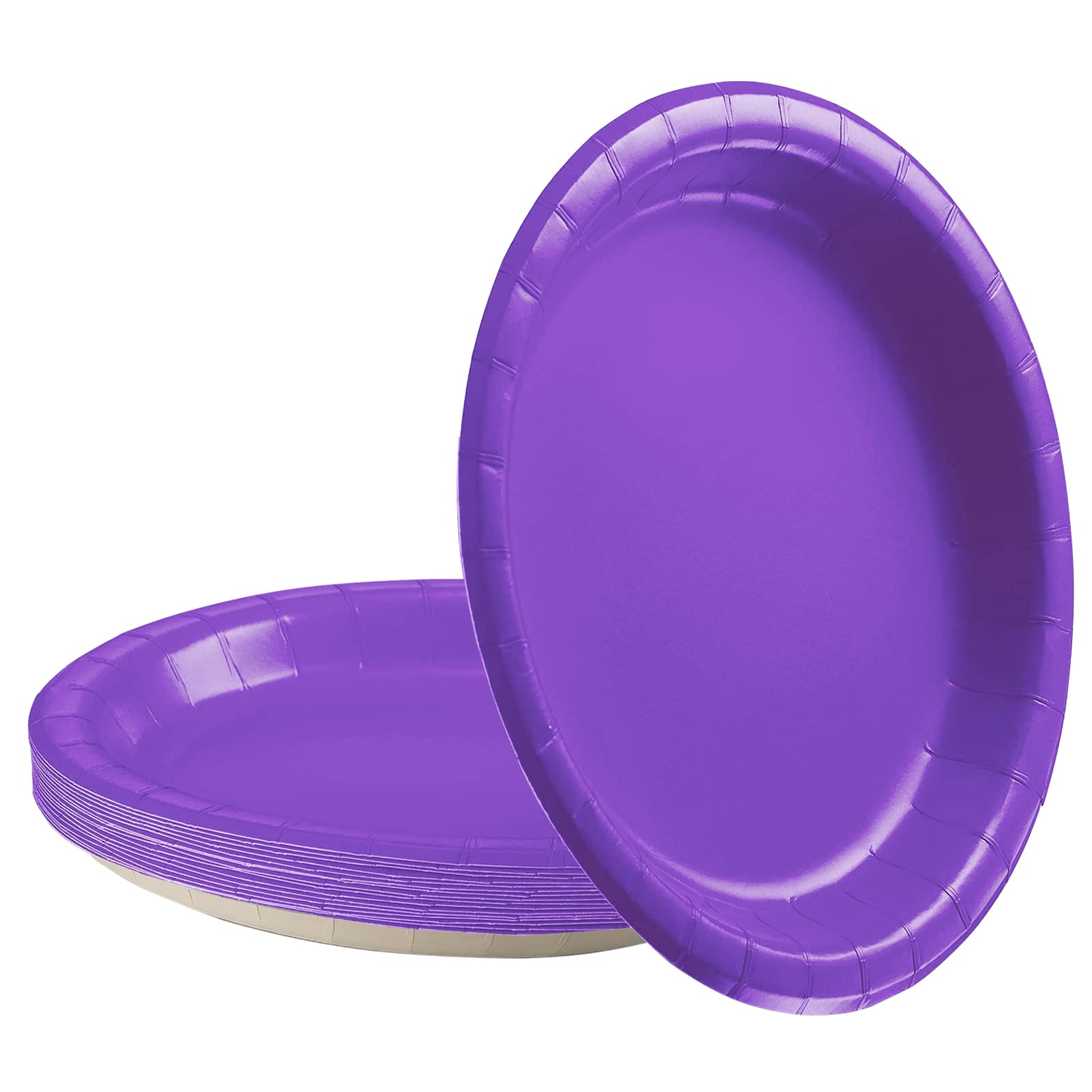 POPOYU 16Pcs Dark Purple Party Paper Plates 7 inch, Dark Purple Party Tableware Decor Darkpurple Paper Plates Disposable Dessert Plate for Kids Adults Christmas Halloween Parties Supplies Dinner Set