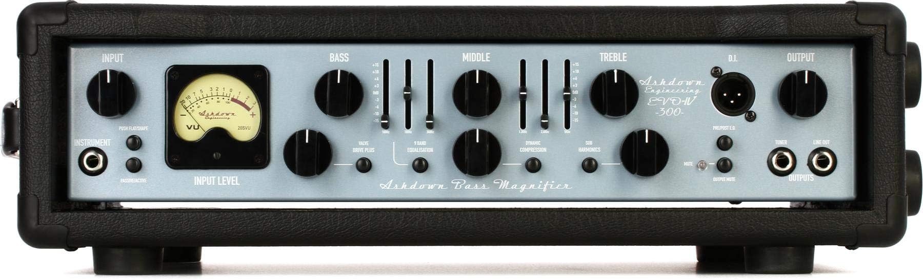 Ashdown EngineeringBlack 300w Bass Amplifier Head. Variable Valve Drive, Sophisticated 9-band EQ, One knob compressor & Sub-Harmonic Generator