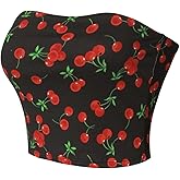 MixMatchy Women's Casual Strapless Print Tube Tops Strapless Sleeveless Bandeau Tops