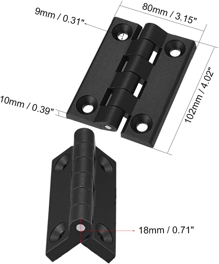 sourcing map 4pcs Cabinet Gate Closet Door 102mm Length ABS Nylon Hinge, 102mm x 80mm x 18mm,4 pcs - Image 3