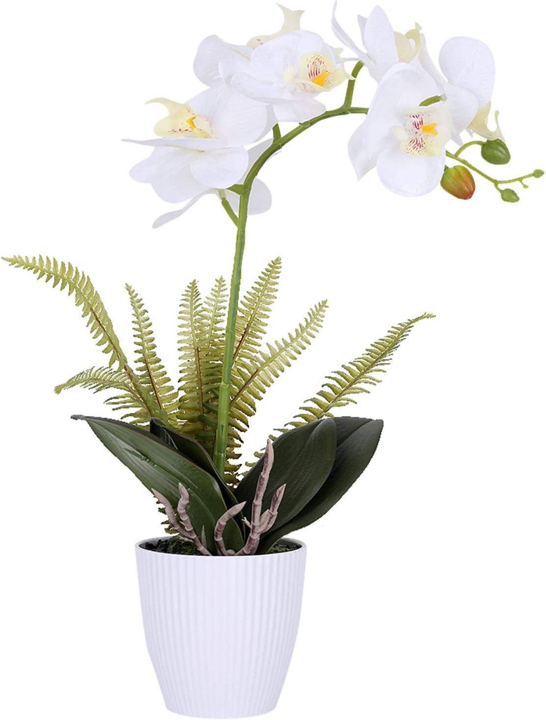 LIVILAN Artificial Orchid Flowers Silk Orchids Plants for Home Decor White Orchid Artificial Flowers Faux Orchid in vase Faux Flowers Decor Indoor Office Bathroom Home Decor