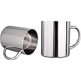 IMEEA Coffee Mugs Unbreakable Double Walled Stainless Steel Mug with Handle 13.5oz/400ml Camping Coffee Mugs, Set of 2