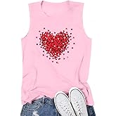 Women Valentines Tank Tops Cute Heart Graphic Shirts Love Letter Print Sleeveless Vacation Day Vacation Tees
