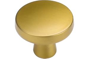 goldenwarm Brushed Brass Cabinet Knobs Solid Gold Dresser Knobs - LS5310YW Modern Drawer Knobs Kitchen Cupboard Hardware Bathroom Cabinet Hardware, 10 Pack