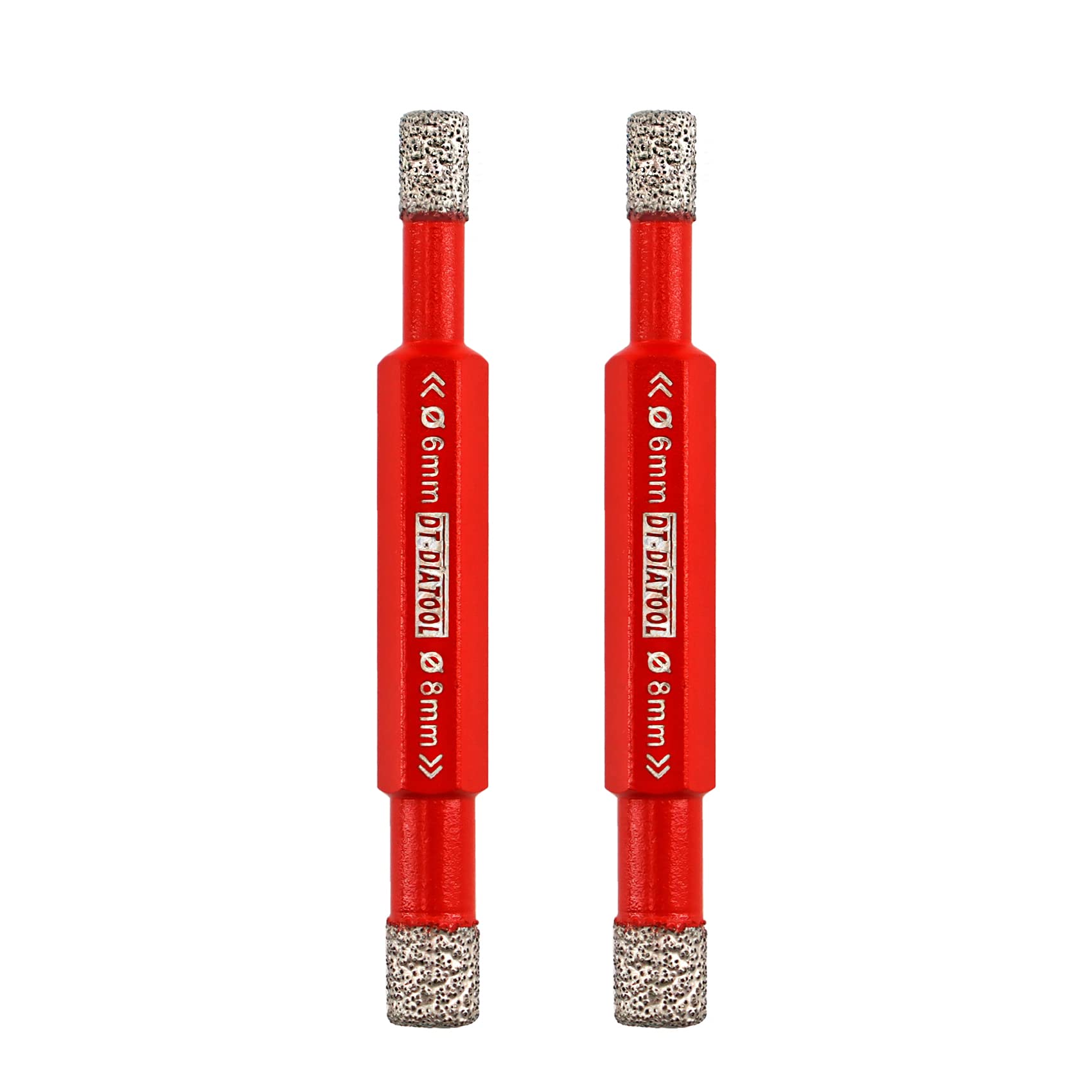 Diamond Tile Drill Bit Set, DT-DIATOOL Porcelain Hole Saw with Hex Shank Double Ended 6-8mm for Drilling Ceramic Marble Artificial Stone Granite 2pcs