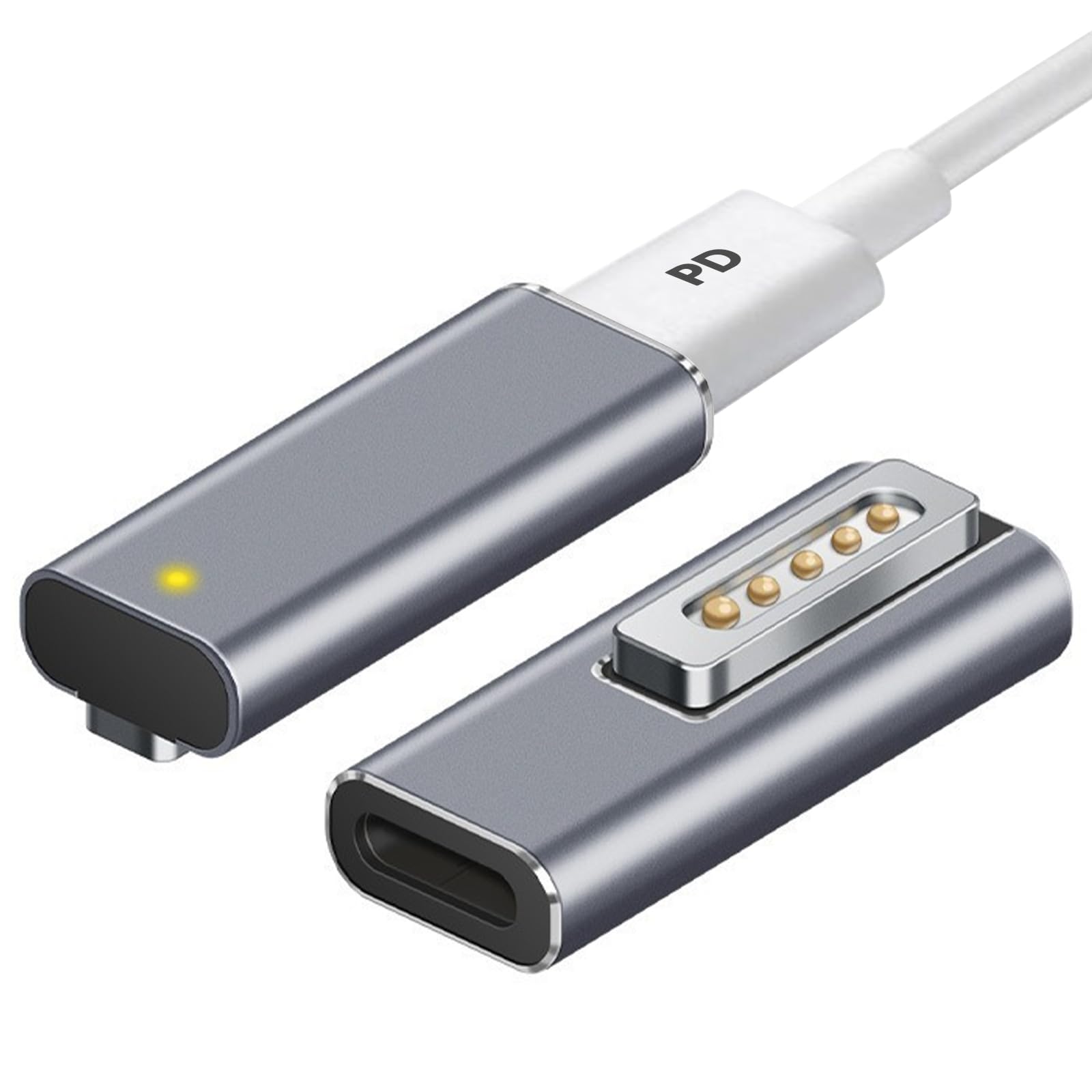 Photo 1 of 100W Magnetic Charger for MacBook Air - 2Pack Mag-netic L-Tip USB C Female to T-Tip Male Adapter, Fast Charge Type-C PD Power Converter Safe 2 Support for MacBook Pro Air 2014 2015 MJVM2 MJVM2 MC975