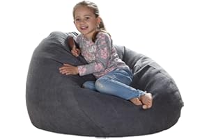 YuppieLife Stuffed Animals Bean Bag Chair Cover Candy-Colored Bean Bag（Just Cover, No Filling）/Extra Large Stuff 'n Sit Organization/Toy Storage Bag/Kids Toys Organizer（38'',Dark Grey）