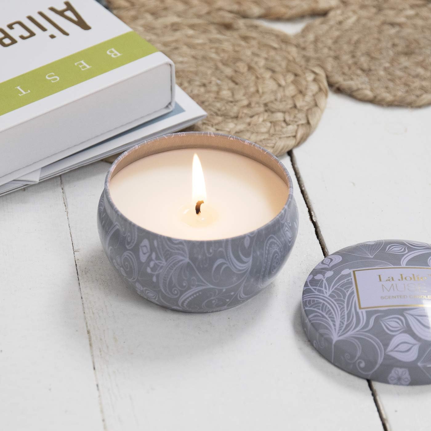 Aromatherapy Scented Candles - Blue Lotus Essential Oil Stress Relief Soy Candles,6.5 Oz Natural Soy Wax Travel Tin Relaxing Candle for Bath Spa Meditation, Relaxation Gift for Christmas: Home & Kitchen