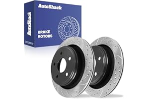 AutoShack Rear Vented Drilled & Slotted E-Coated Brake Rotors 2-PC Set Replacement for 2011-2018 Ram 1500 2002-2010 Dodge Ram