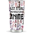 LONGXIN Anime Fans Tumbler, Stainless Steel Tumblers 20oz, Anime Lover Gifts for Women Girls Friends Sister, Birthday Christmas Gift for Her, Just A Girl Who Really Loves Anime