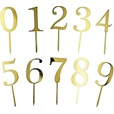 0-9 Number For Cake Topper, 20 Pcs Shiny Gold Acrylic Number Cake Toppers for Birthday Party Wedding Anniversary