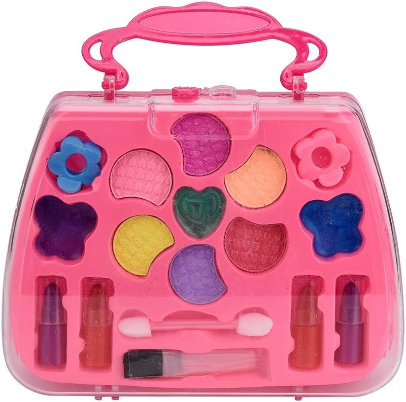 HUYURI Princess Girl's Pretend Play Toy Deluxe Makeup Palette Set Non Toxic for Kids Pink