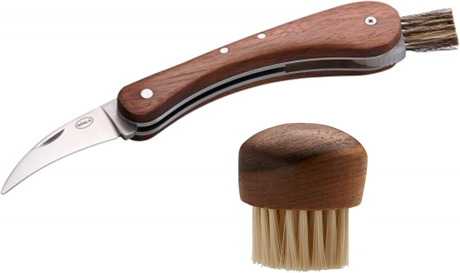 Amazon Com Rosle Kitchen Utensils Set Walnut Wood Mushroom Brush 1 6 Inch Stainless Steel Mushroom Knife With Brush Foldable 8 Inch Kitchen Dining