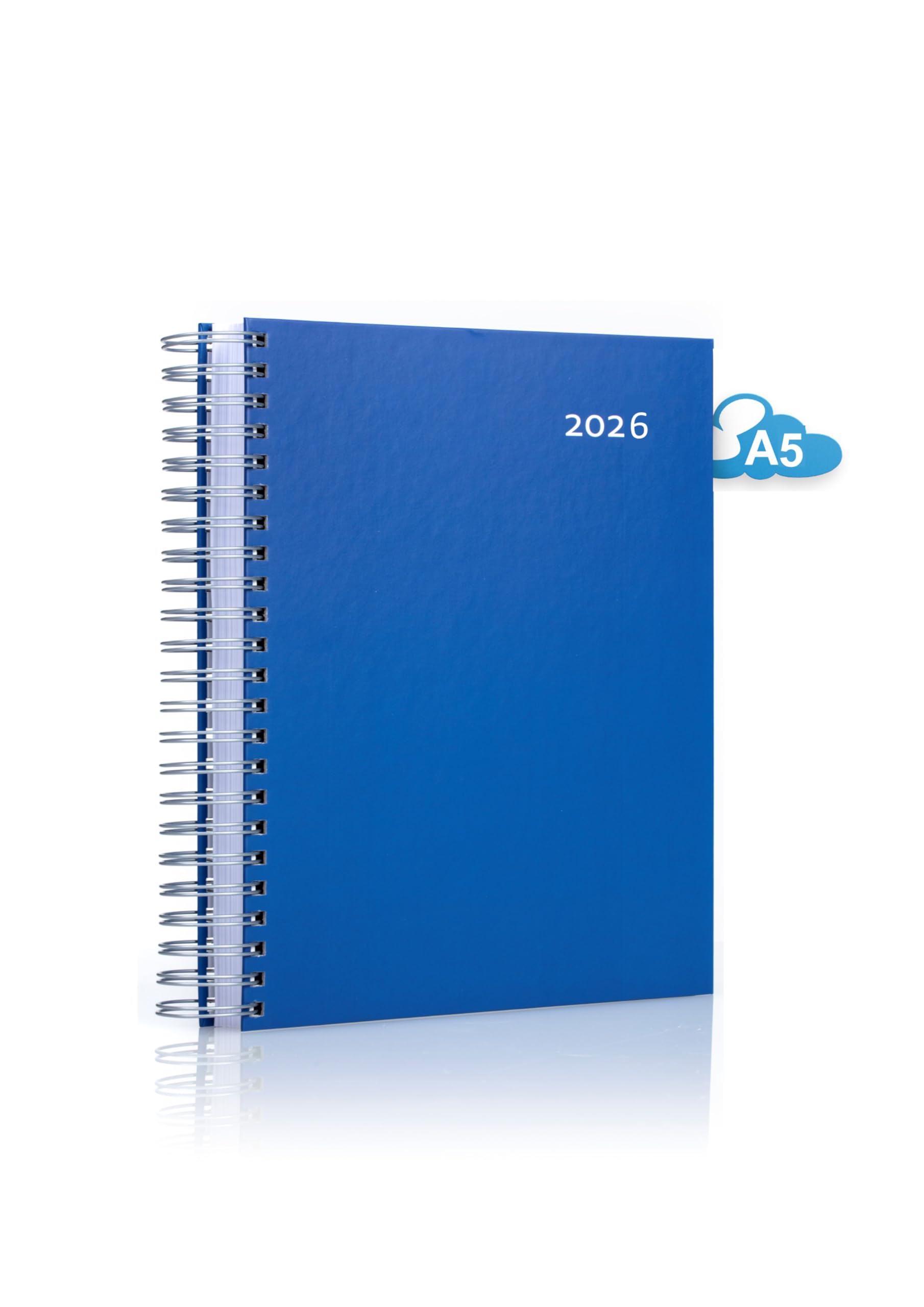 2024 A5 Calendar Blue Spiral Bound Full Page Per Day A5 Ideal as Diary, Bullet Journal, Desk Calendar, Diary