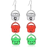 Spooky Ghost Pumpkin Earrings Halloween Cherry Earrings Funny Acrylic Candy Corn Earrings Cute Orange Pumpkin Spooky Ghost Skull Cat Spider Butterfly Dangle Earrings for Women Halloween Costume Decorations Accessories