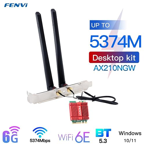 Fenvi M.2 WiFi 6E Adapter Kit With Intel AX210 Chip - For Desktop PCIe, Bluetooth 5.3