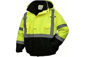 SKSAFETY High Visibility Reflective Jackets for Men, Waterproof Class 3 Safety Jacket with Pockets, Hi Vis Yellow Coats with Black Bottom, Mens Work Construction Coats for Cold Weather, M, 1 Pack