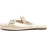 Coutgo Womens Ballet Flats Mules Bow Square Toe Slip On Slides Work Office Party Dress Shoes
