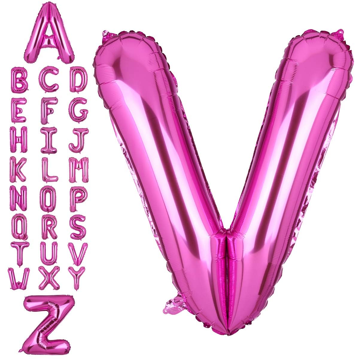 40 Inch Giant Pink Letter V Foil Helium Balloons Big Single Mylar Balloon Birthday Party Decoration Supply Baby Shower (Pink V)