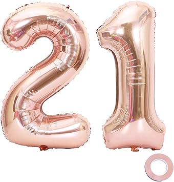 Juland Luftballons 21 Geburtstag Xxl Riesen Folienballon Zahl 21 12 Rose Gold Nummer Ballons Grosse Folienmylar Ballons 40 Zoll Riesen Jumbo Zahl Ballons Zum 21 Geburtstag Partydekorationen Amazon De Spielzeug