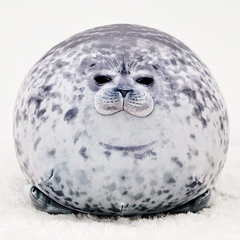 EqWong Chubby Blob Seal Pillow Stuffed Cotton Plush Animal Toy Cute Ocean Pillow Pets, Sea Animal Pillow Blob Seal Pillow Cute Seal Stuffed Toy Cotton Plush Animal Cushion - Grey