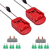 2 Packs Power Wheels Battery Adapter for Milwaukee M18 Battery Adapter - 6Pcs 30A Fuse, 2 Wire terminals & 12AWG Wire - Power Connector for Kids Electric Car,Robots,RC Toys and LED Lights,DIY,Red