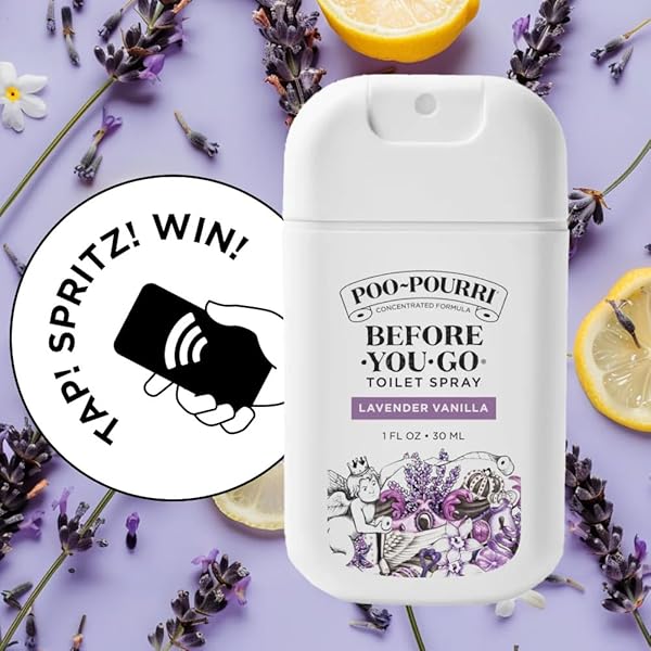 POO-POURRI BEFORE-YOU-GO POCKET TOILET SPRAY, TRAVEL ESSENTIALS, LAVENDER VANILLA, 1 FL OZ, UP TO 50 USES, ON-THE-GO BATHROOM ODOR DEODORIZER WITH ESSENTIAL OILS, TSA APPROVED SIZE
