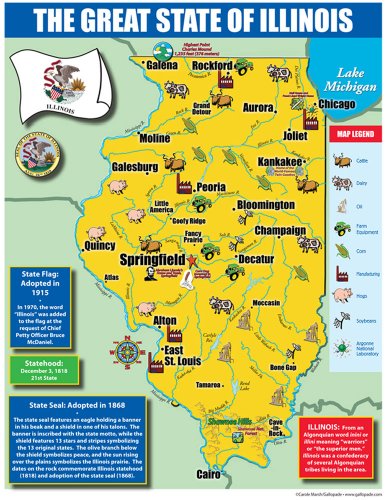Gallopade Publishing Group Illinois State Map for Students - Pack of 30 (9780635106407)