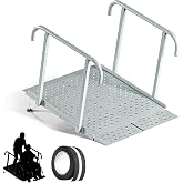 PURRPAXZ Portable Wheelchair Ramp with Handrails, Non-Slip Iron Handicap Ramp 440lbs Load Capacity, 39-inch Length Wheelchair Ramp for Home Steps, Stairs, Doorways and Curbs