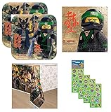 Movie NINJAGO Birthday Party Pack Includes Plates, Napkins, Table Cover, Stickers for Party of 16