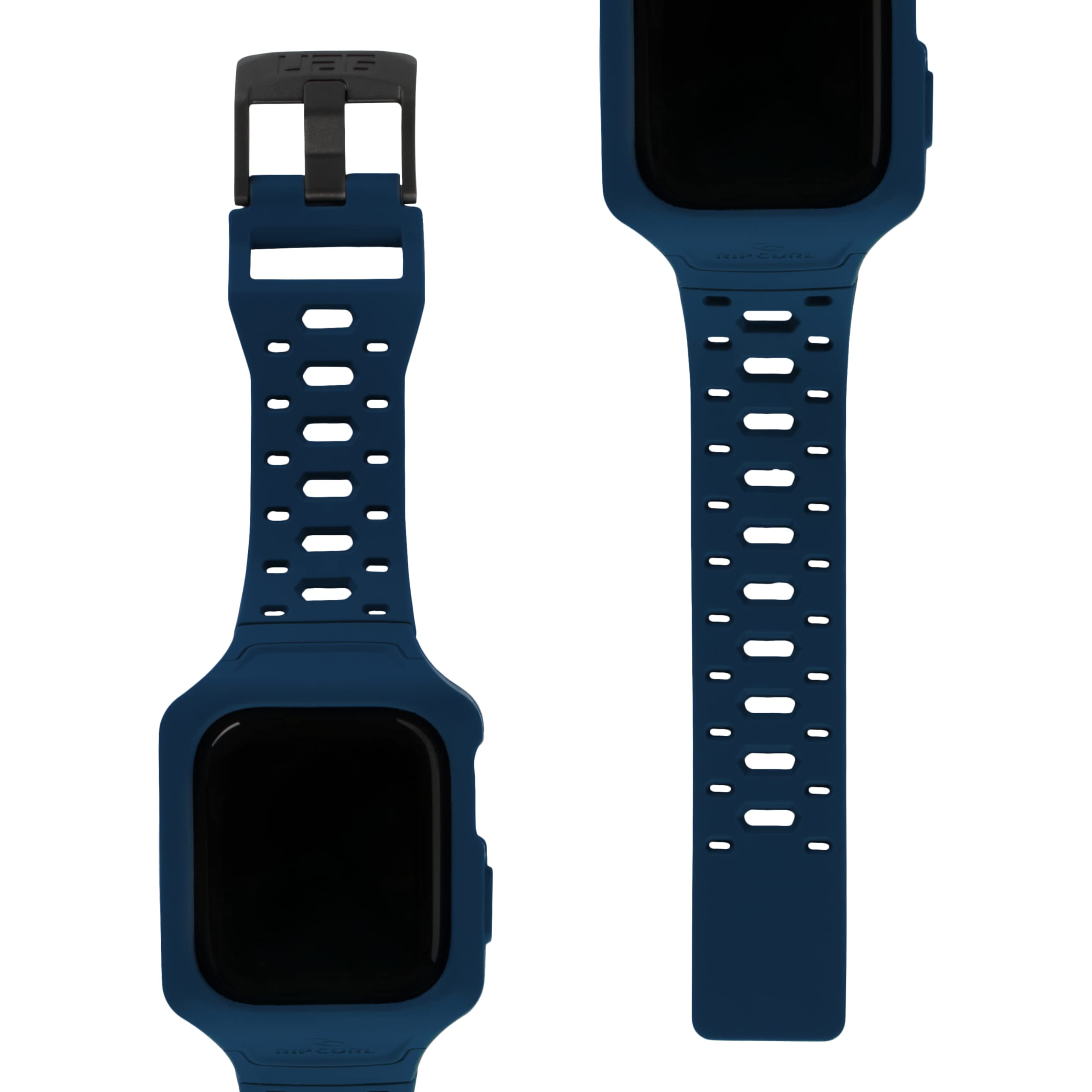 URBAN ARMOR GEAR Rip Curl x UAG Compatible with Apple Watch Band 45mm with Watch Case iWatch Series 9/8/7, Silicone Tatical Waterproof Surfing Adjustable Replacement Watch Strap, Huntington Navy