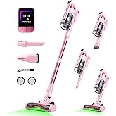 Cordless Vacuum Cleaner for Home, Upgraded 60Kpa Powerful Suction Pet Hair Vacuum with 70min Runtime, Green LED Light for Har