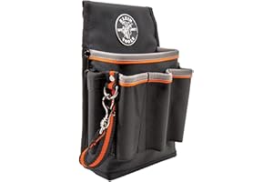 Klein Tools 5241 Tool Pouch, Tradesman Pro Tool Pouch with Electrical Tape Thong and Heavy Duty Reinforced Bottoms, 6-Pocket