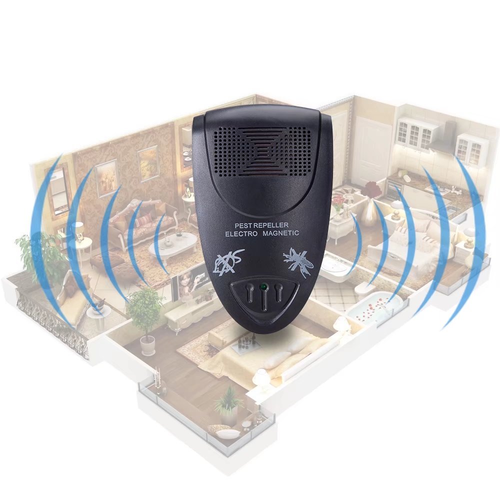 Ultrasonic Pest Repeller, Electromagnetic Pest Repeller Experts New Technology Deterrent Rodents Spiders Bed Bugs Rats Ants Mice Fleas Pet Friendly Device - Black 1 Pack