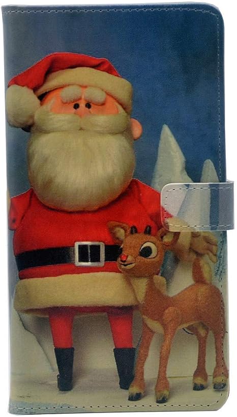 Tpacc Iphone 8 Plus Case Santa Claus Red Nosed Reindeer Christmas Classics Cartoon Pattern Leather Wallet Case Stand Cover With Card Slots For Apple