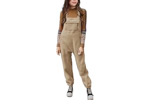 CharmWM Girls Winter Warm Fleece Adjustable straps Jumpsuits Casual Loose Overalls with Pockets 5-14 Years