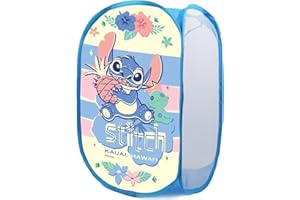 FOUMAN Stitch Pop Up Hamper with Durable Carry Handles, 21" H x 13.5" W X 13.5" L (Stitch)