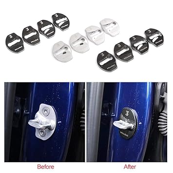 Foonee Car Door Lock Cover For Tesla Model 3custom Design Stainless Steel Carbon Fiber Door Latch Lock Cover For Tesla Model 3 Interior