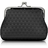 AdiStylinno Coin Purse Women, PU Leather Coin Pouch with Kiss Lock, Portable Small Change Purse for Storing Cards Keys Coin (Black)