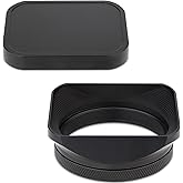 Haoge Metal Square Lens Hood for Fujifilm X100VI with 49mm UV Filter Adapter Ring & Metal Cap Kit Camera Accessories Black