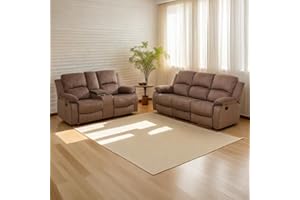 Caberryne 2 Pieces Recliner Sofa Set，Corduroy Recliner Sofa and Loveseat Sets for Living Room Furniture Sets，Brown Recliner Couch Set for Living Room/Office/Theater Seating(Sofa Set 2 Pieces)