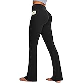 IUGA Mini Flare Leggings for Women Tummy Control Hidden Scrunch Butt Flared Yoga Pants with Pockets No Front Seam Workout