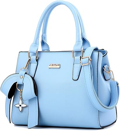 Minice Damen Handtasche Heisse Elegante Tasche Leder Schultertasche Handtaschen Umhangetasche Mit Bogen Anhanger Himmelblau Amazon De Koffer Rucksacke Taschen
