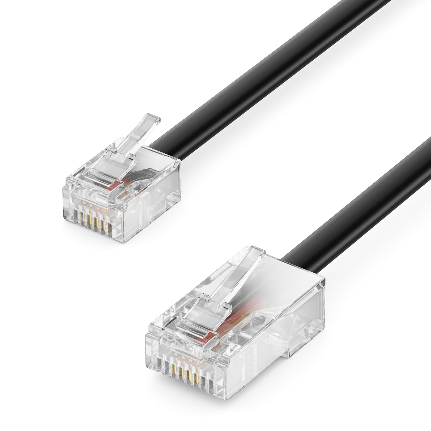 deleyCON 6m (19.69 ft.) Telephone Cable RJ11 to RJ45 Modular Cable Flat Cable RJ11 Connector to RJ45 Network Connector Telephone Socket Modem Router Fax ISDN DSL VDSL Internet Black