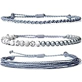 Handmade Natural Stone Beaded Healing Rope Bracelet, Waterproof, Beach Jewelry Gift for Him