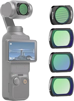 NEEWER Magnetfilter Set, kompatibel mit DJI OSMO Pocket 4,3 und Creator Combo, 4 Pack 8X Sternfilter, Blaustreif Anamorph Filter, Reduzierung von Lichtverschmutzung und Black Diffusion 1/4 Filters